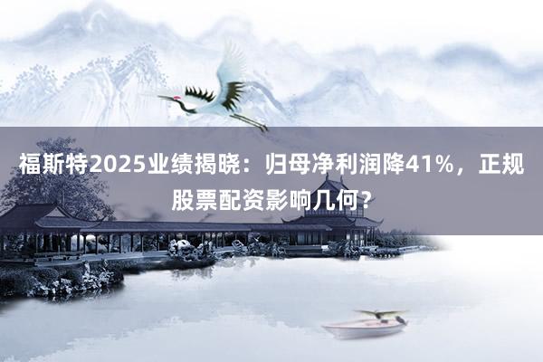 福斯特2025业绩揭晓：归母净利润降41%，正规股票配资影响几何？