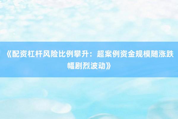 《配资杠杆风险比例攀升：超案例资金规模随涨跌幅剧烈波动》