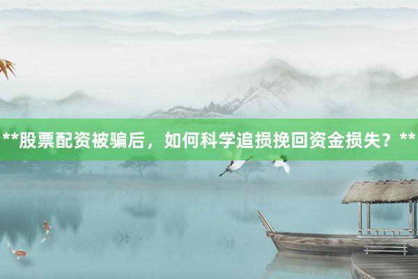 **股票配资被骗后，如何科学追损挽回资金损失？**
