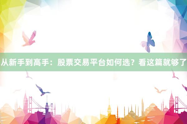 从新手到高手:股票交易平台如何选?看这篇就够了
