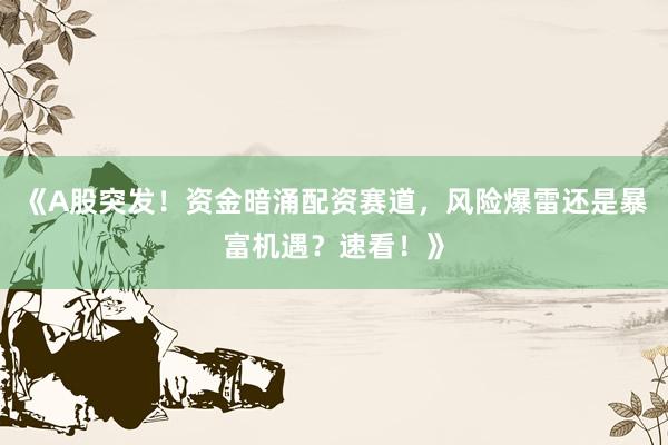 《A股突发！资金暗涌配资赛道，风险爆雷还是暴富机遇？速看！》