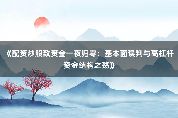《配资炒股致资金一夜归零：基本面误判与高杠杆资金结构之殇》