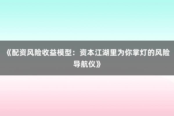 《配资风险收益模型:资本江湖里为你掌灯的风险导航仪》