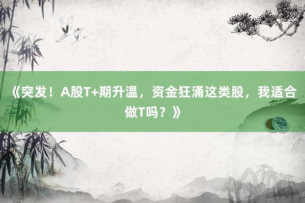 《突发！A股T+期升温，资金狂涌这类股，我适合做T吗？》