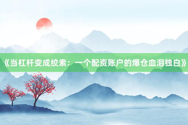《当杠杆变成绞索：一个配资账户的爆仓血泪独白》