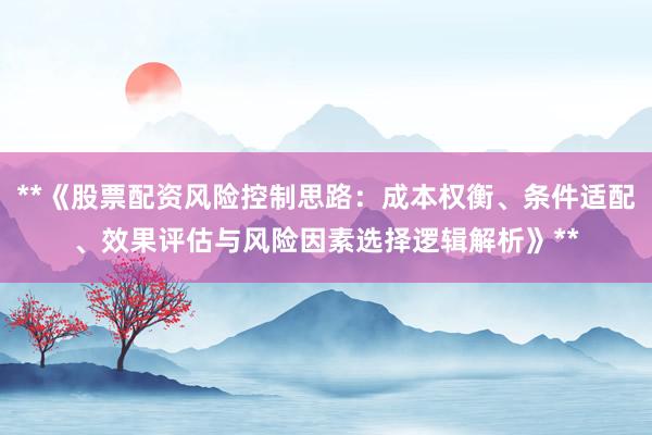 **《股票配资风险控制思路：成本权衡、条件适配、效果评估与风险因素选择逻辑解析》**