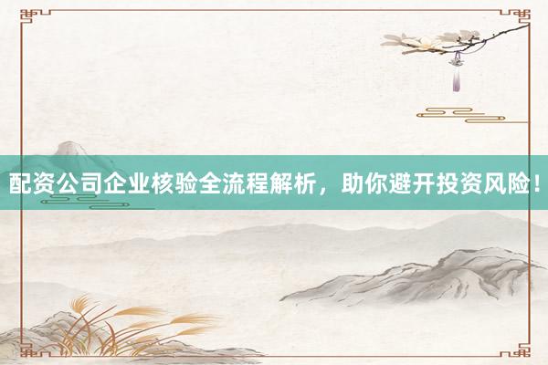 配资公司企业核验全流程解析，助你避开投资风险！