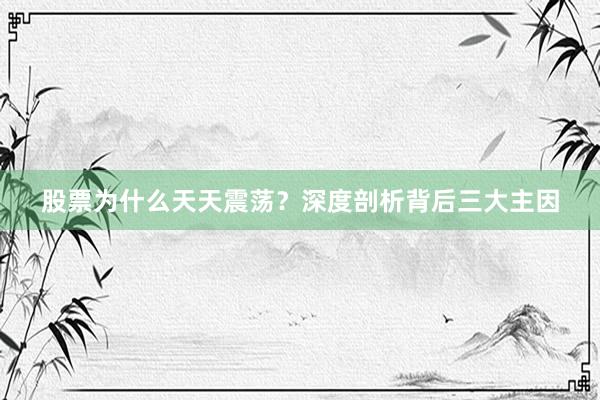 股票为什么天天震荡?深度剖析背后三大主因