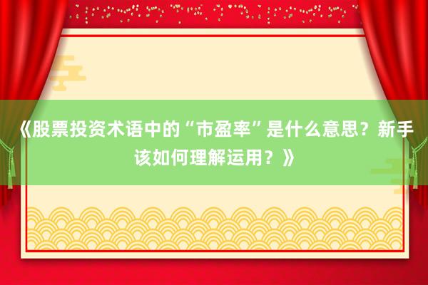 《股票投资术语中的“市盈率”是什么意思?新手该如何理解运用?》