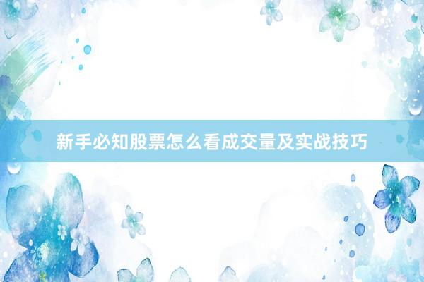 新手必知股票怎么看成交量及实战技巧