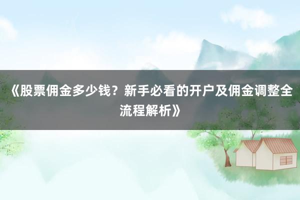 《股票佣金多少钱？新手必看的开户及佣金调整全流程解析》