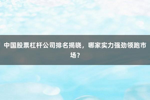 中国股票杠杆公司排名揭晓,哪家实力强劲领跑市场?