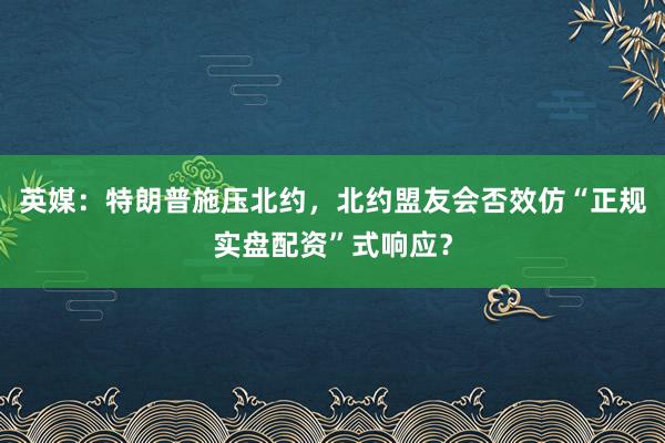 英媒:特朗普施压北约,北约盟友会否效仿“正规实盘配资”式响应?